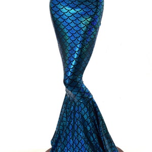 High Waist Mermaid Skirt in Turquoise Dragon Scale-151170