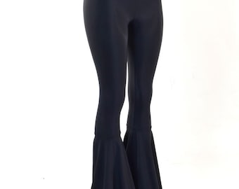 Black Zen High Waist Bell Bottom Flare Pants 150902