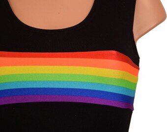 Retro Rainbow Stripe Black Zen Crop Tank 156718 - Etsy