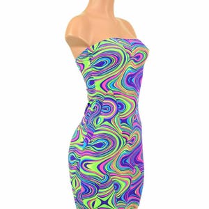 UV Glow Worm Black Light Reactive Strapless Tube Dress 154841 image 3