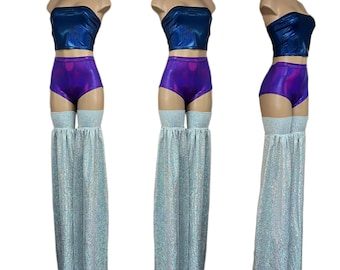 Stilt Covers in Silver on White Shattered Glass