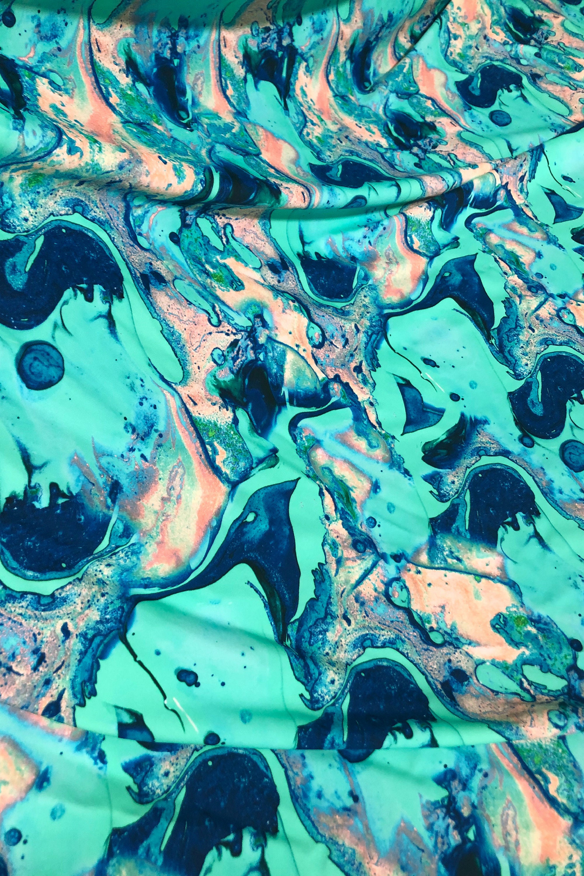 Lapis Lagoon Print Spandex Fabric by the Yard | Etsy