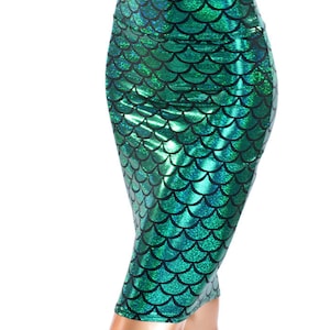 Green Dragon Scale High Waist Mermaid Pencil Skirt -150203