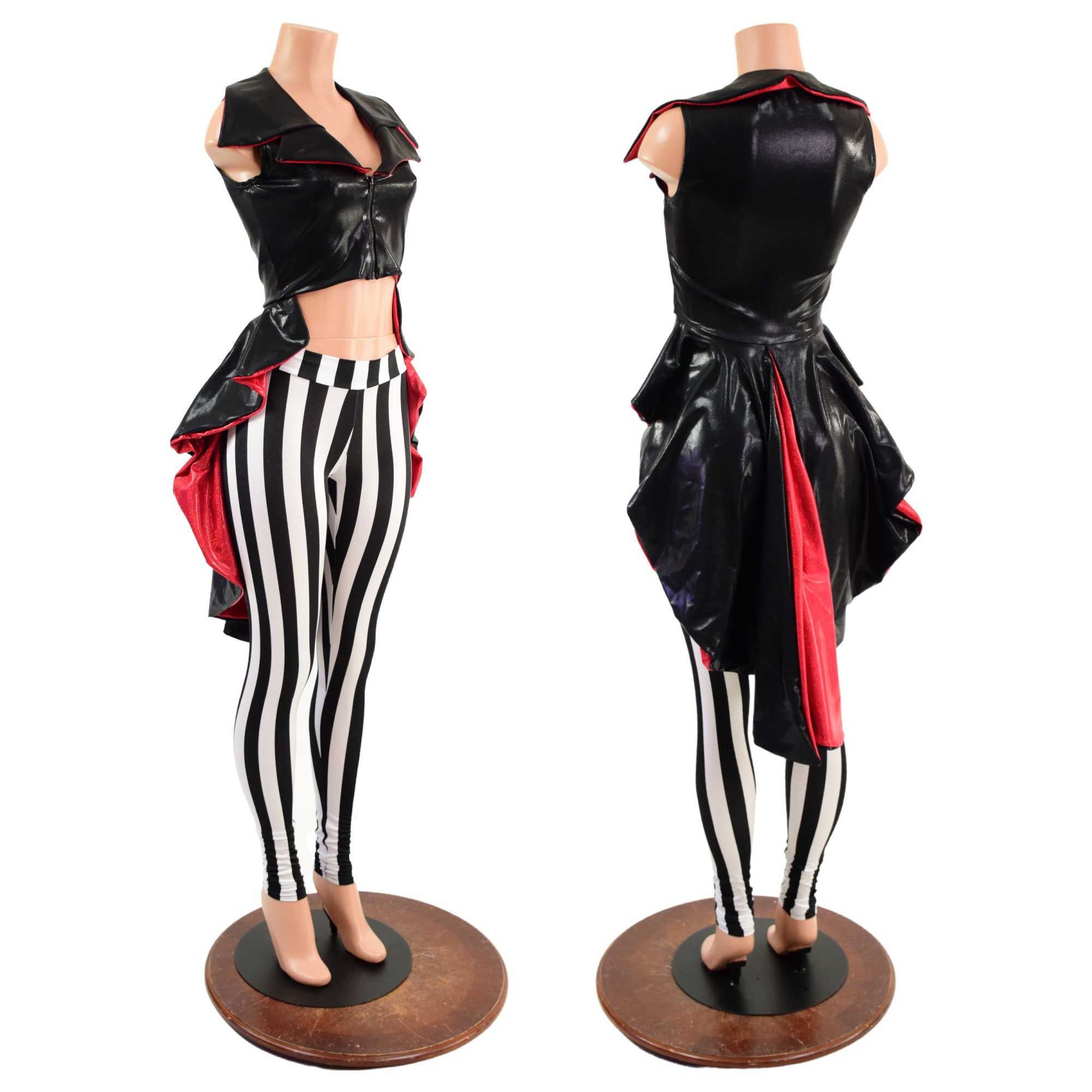Sleeveless REVERSIBLE Crop Jacket With Tuxedo Tails and