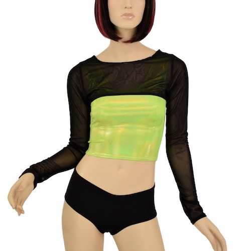 Sheer Black Mesh Bolero Dance Sleeves Top Rave Festival EDM Etsy