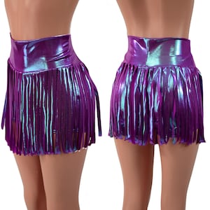 Plumeria High Waist Shorts with Gladiator Fringe (not siren style) - 85945