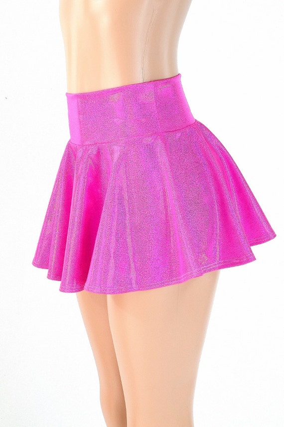 Neon pink pleated mini skirt cheap