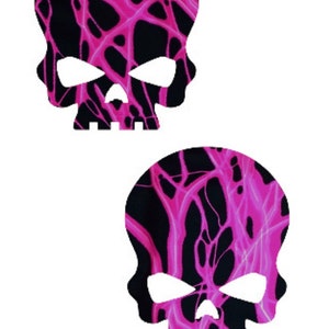 UV GLOW Pink Lighting Skull Pasties Body Stickers Electric Black Light Reactive