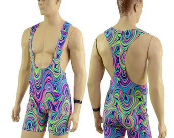 Mens Muscle Cut Y Back Singlet in Glow Worm
