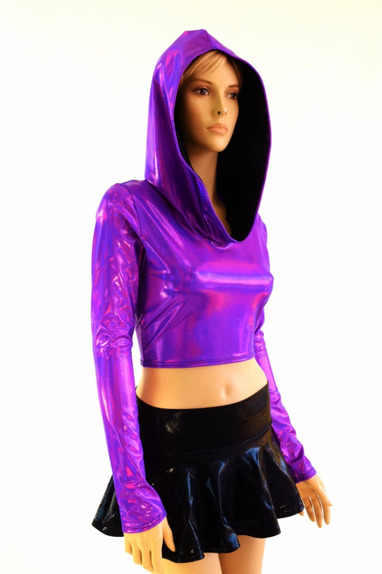 dark purple crop top hoodie