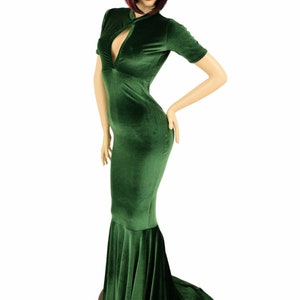 Forest Green Velvet Gown With Vertical Keyhole Bodice Tee - Etsy