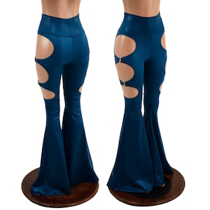 Nile Blue High Waist Solar Flares with Triple Cutouts and O-rings  158002