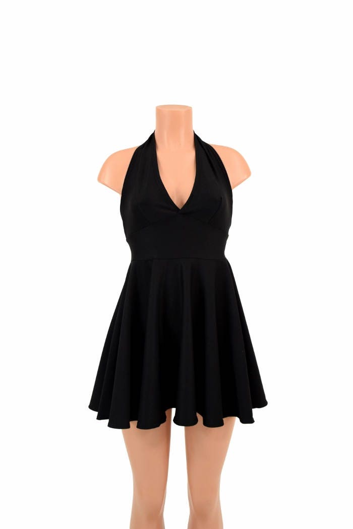 mamacita black halter skater dress Zen Soft Knit Comfy Cozy Tie Back Lulus black