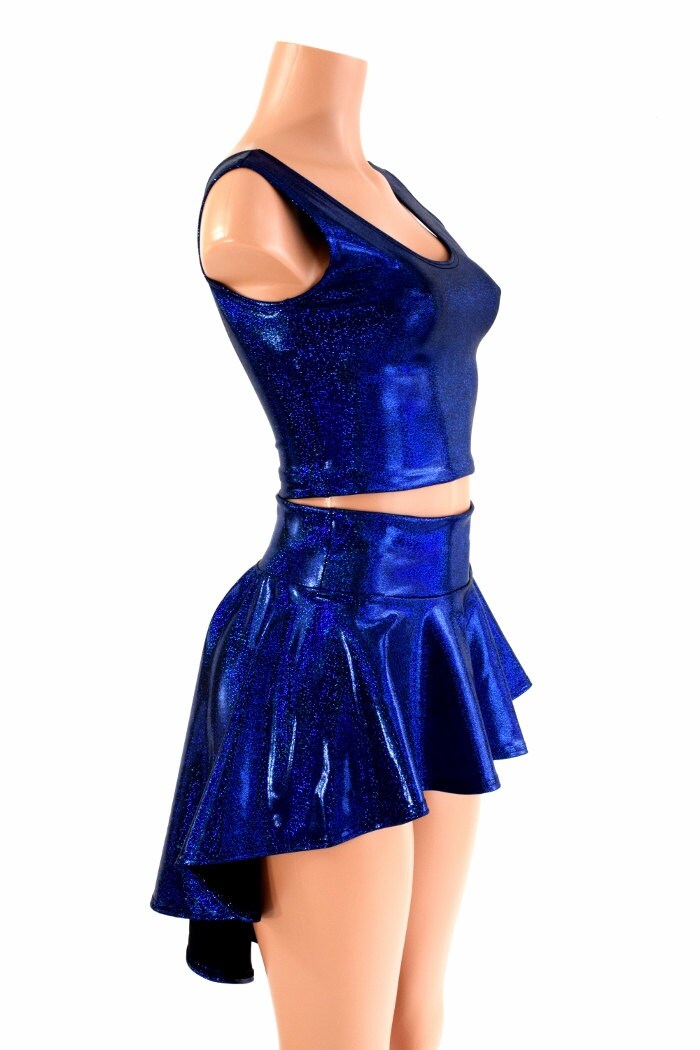 3PC Rave Outfit Royal Blue Sparkly 