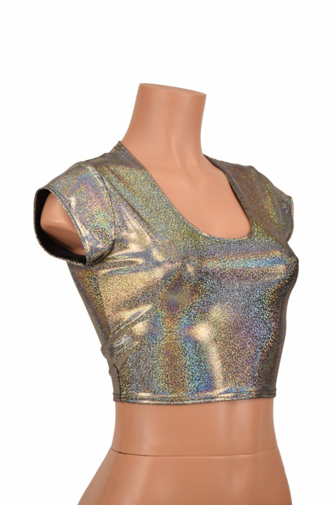Silver Holographic Long Sleeve Crop main image 0