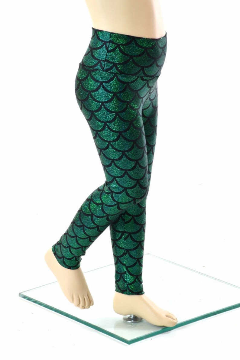 Kids Emerald Green Mermaid Scale Leggings 152067