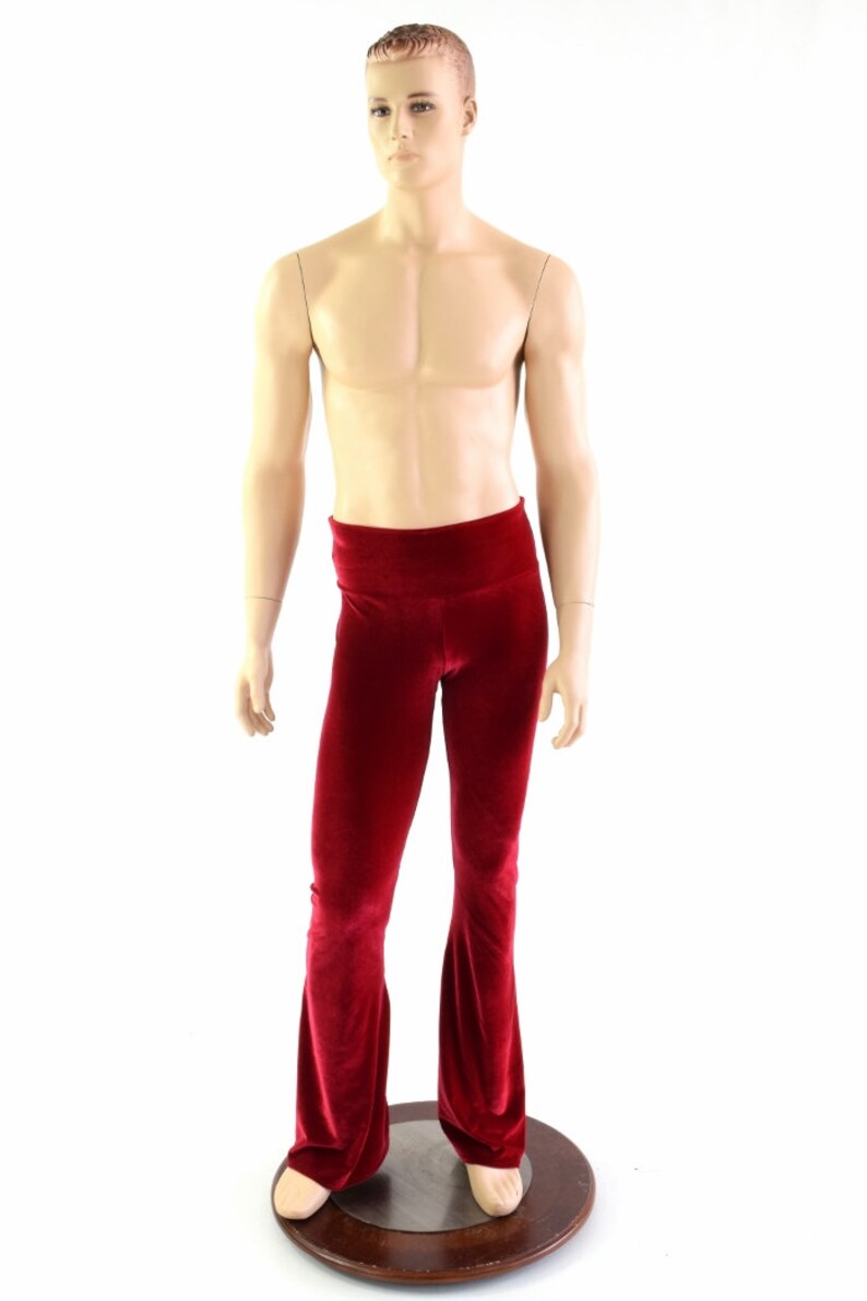 Mens Red Stretch Velvet Bootcut Pants 153980 | Etsy
