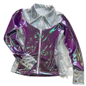 Plumeria and White Kaleidoscope Rodeo Shirt with Fringe 15810449