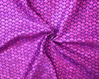 Purple Fish Scale  Four Way Stretch Spandex Fabric  (By the Yard)