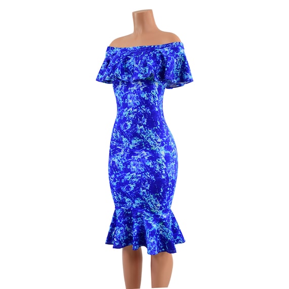 blue dress navy Navy Blue Square Neck Summer Dress with Short Sleeves