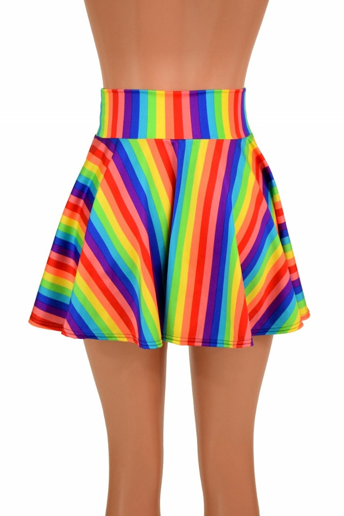 Rainbow Stripe Print Circle Cut Micro Mini Skirt Rave Clubwear | Etsy
