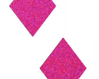 Pink Sparkly Jewel Diamond Body Stickers Shiny Holographic Shape UV Glow Black Light Reactive