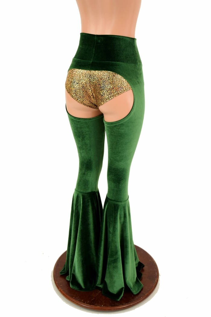 Bell Bottom Flare Chaps in Green Velvet (shorts Sold Separately) - Etsy