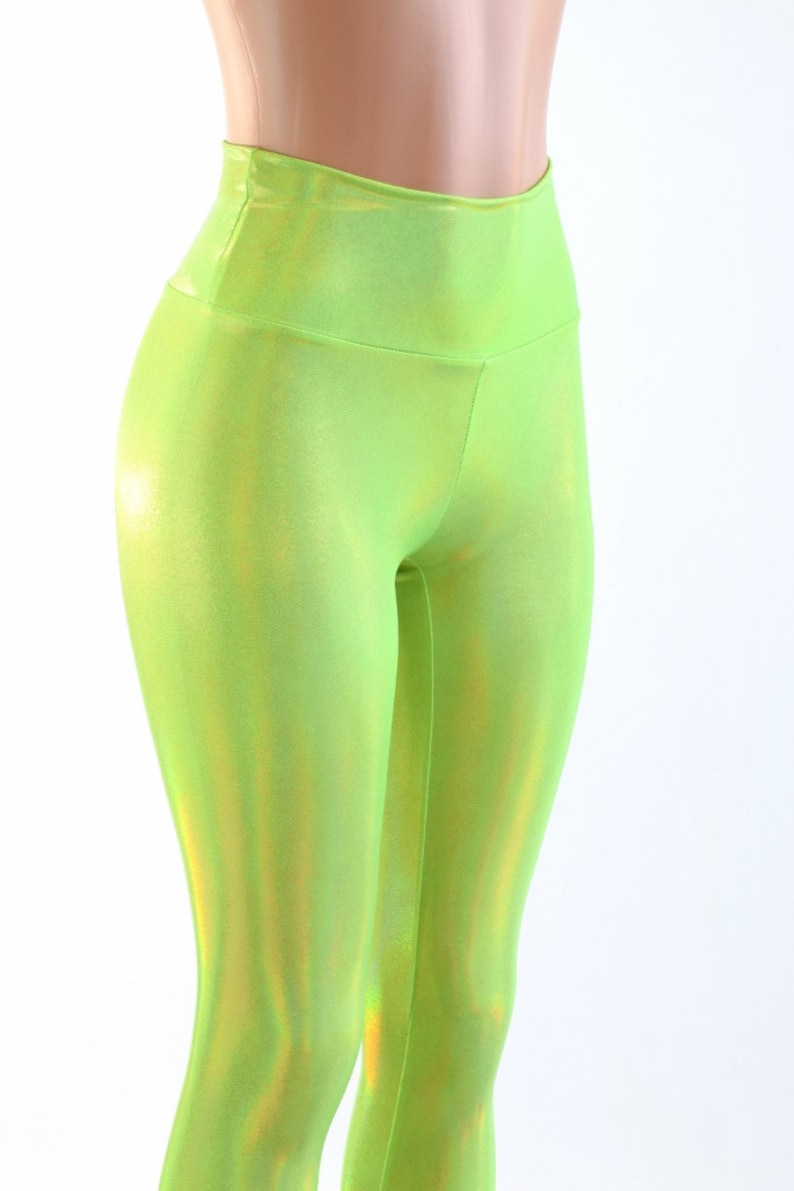 Neon Lime Green Holographic High Waist Leggings 153966 - Etsy