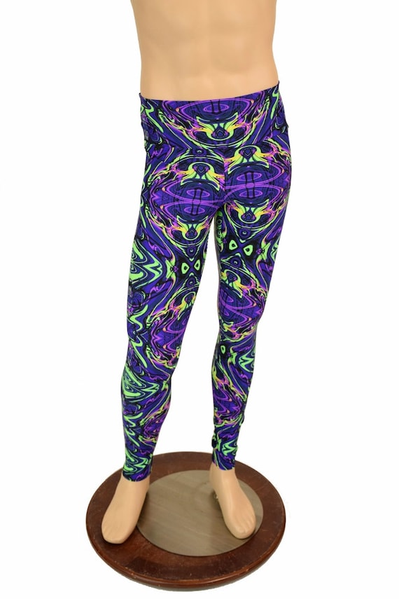 Mens UV Glow Leggings in Neon Melt 