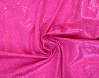 Neon Pink Sparkly Jewel  Four Way Stretch Spandex Fabric  (By the Yard)