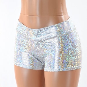 Lowrise Silver on White Shattered Glass Holographic Shorts 152340
