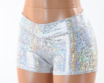 Lowrise Silver on White Shattered Glass Holographic Shorts 152340
