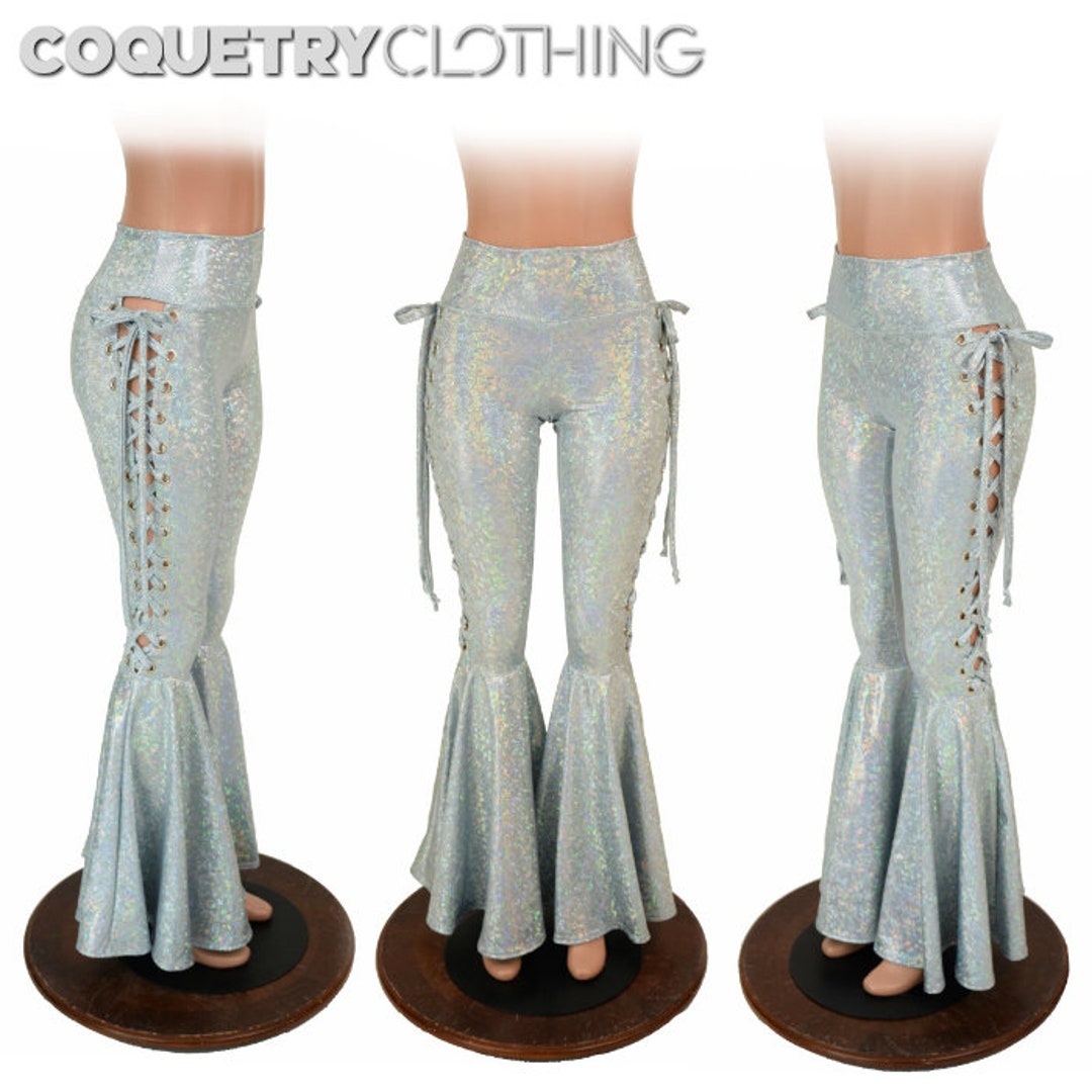 Frostbite Shattered Glass Holographic Lace up Bell Bottom Flares 155860 ...