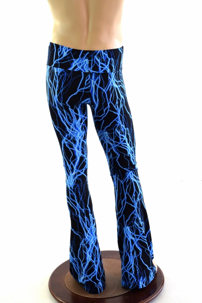 Mens Neon UV Glow Blue Lightning Bootcut Spandex Pants 152366 - Etsy