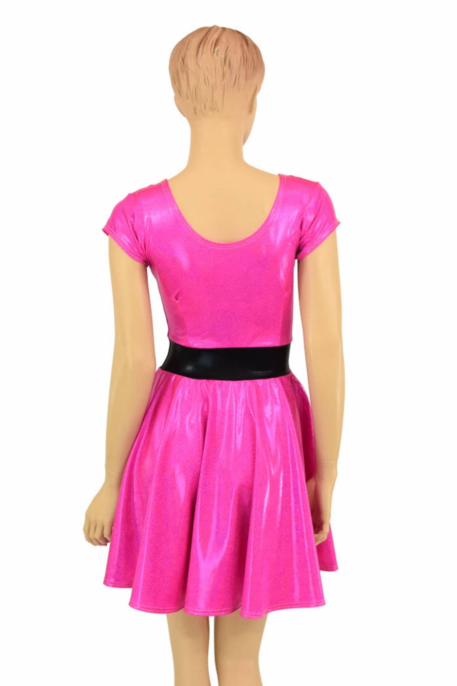 Gold Sparkly Jewel Skater Dress with Crew Neck and Victoria Sleeves main image 1