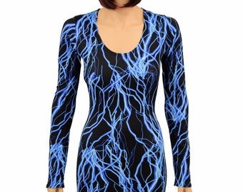 neon long sleeve bodycon dress Neon Outfits Neon Sweater Dress NEON UV Glow Worm Print Long Sleeve Bodycon Dress