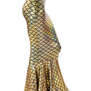 High Waist GOLD Shimmering Hologram Dragon Scale Metallic Mermaid Skirt 151278 image 2