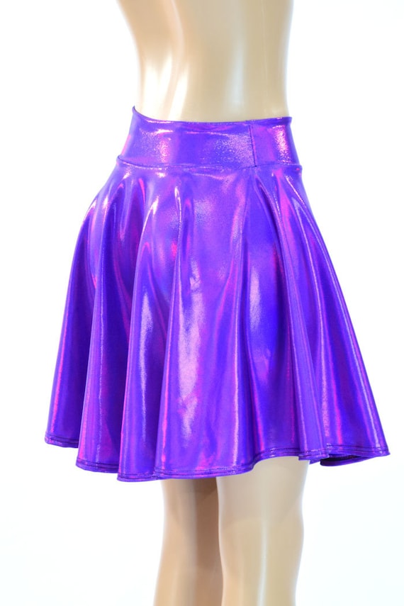 Purple Holographic Metallic Skater Skirt Full Circle Stretchy | Etsy