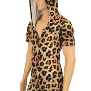 Mens Leopard Print Zipper Front Tee Length Sleeve Hoodie - Etsy