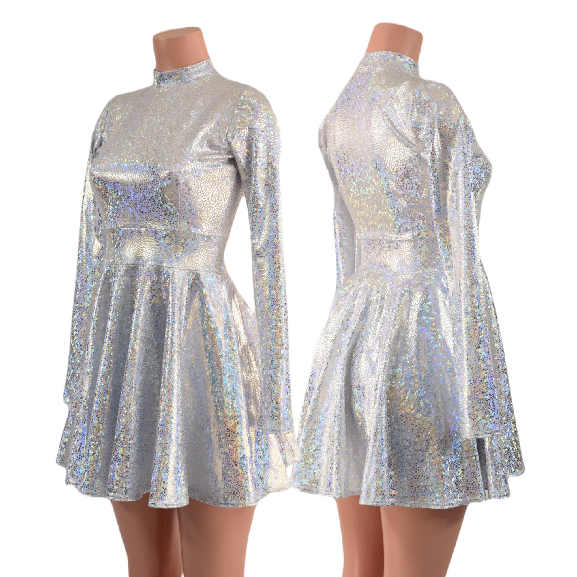 Sparkly Silver Dress Long Sleeve - Etsy