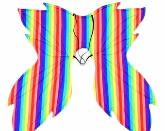 Verticla Rainbow Stripe Wireless Fairy Wings Bright Beautiful Gay