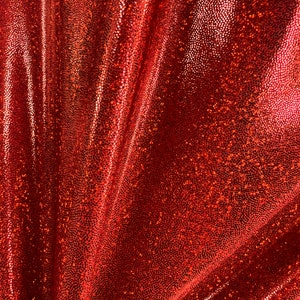 Red Sparkly Jewel Four Way Stretch Spandex Fabric (By the Yard)