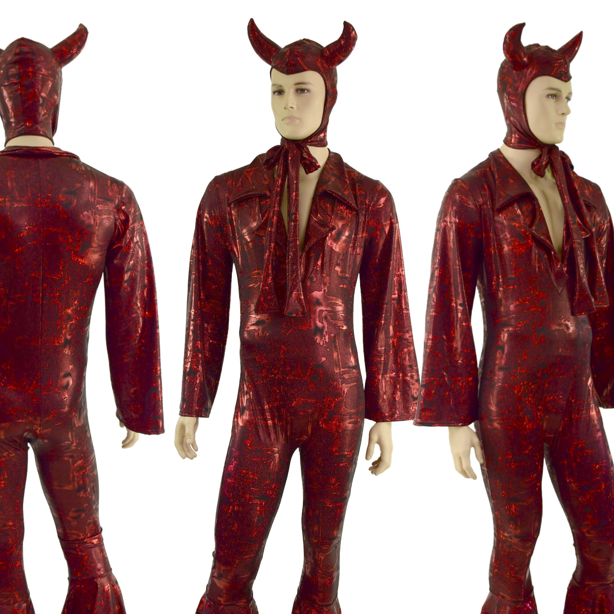 Mens Elvis Catsuit With Bell Bottoms, Bell Sleeves, and Plunging ...