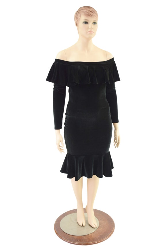 off the shoulder wiggle dress Off Shoulder Ruffled Wiggle Dress