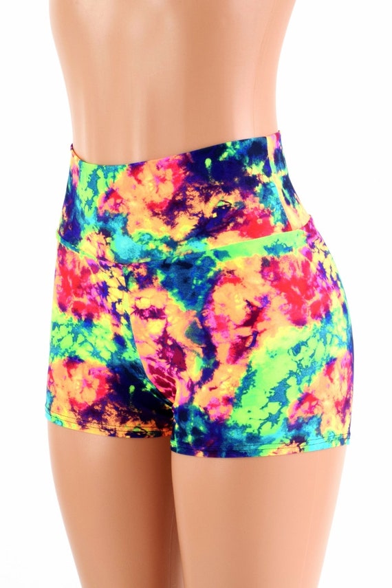 High Waist Shorts in Neon Acid Splash 154216 - Etsy