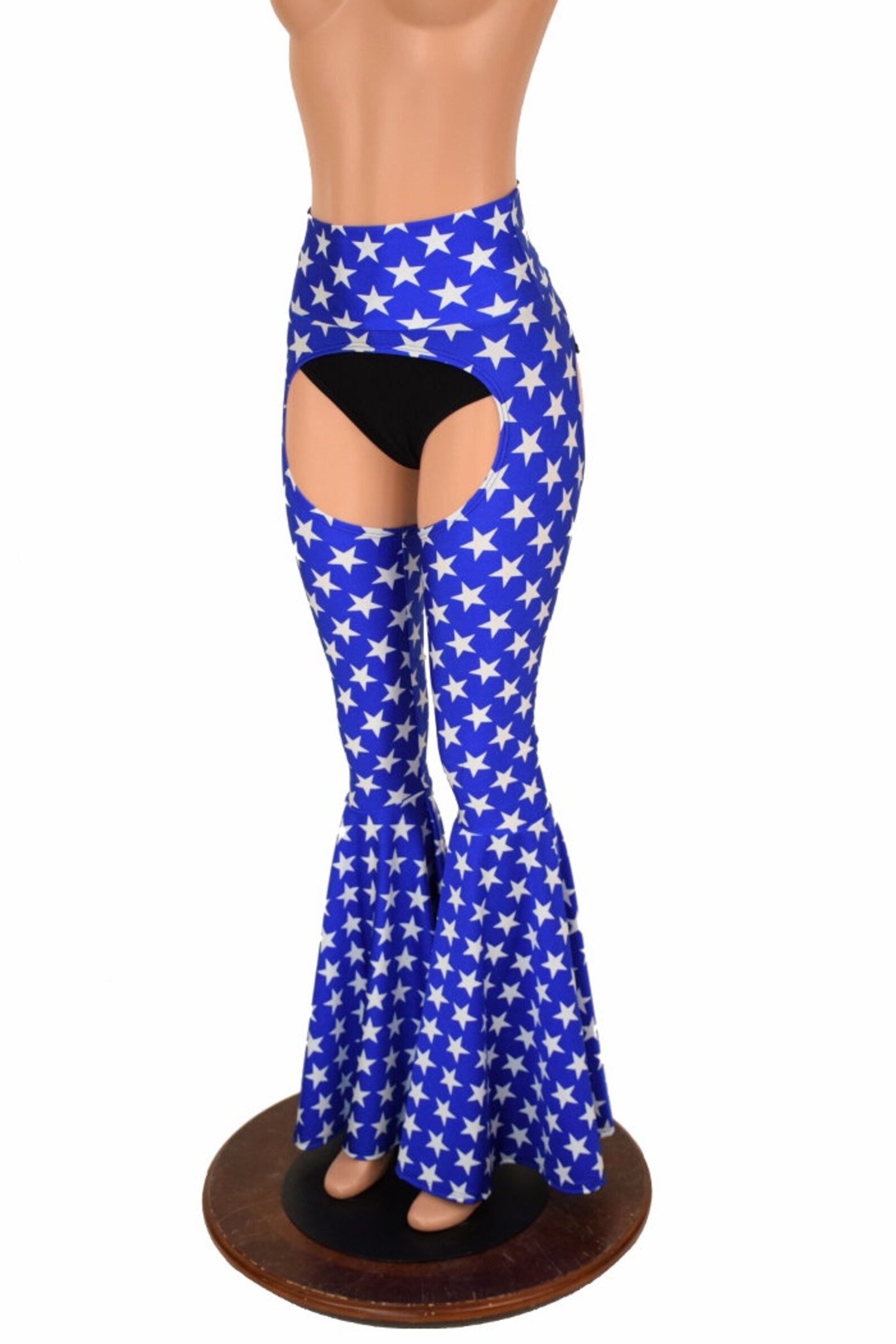 Bell Bottom Flare Chaps in Blue & White Star Print Patriotic Super Hero ...