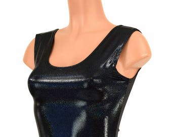 Black Holographic  Crop Tank