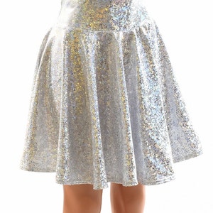 Silver on White Shattered Glass 19&quot; Skater Skirt 151907