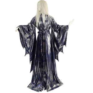 Open Front Succubus Sleeve Robe with Sash Belt in City Lights Spandex 15810271