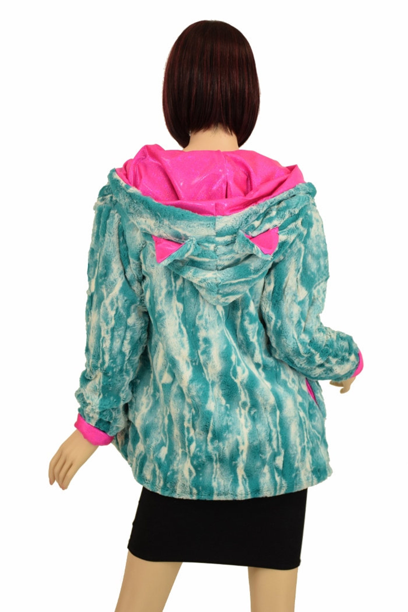 Minky Long Vest with Zipper and Kitty Ears
